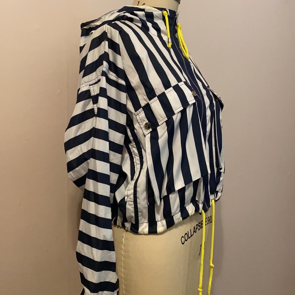 Zara Striped Jacket w/ Neon Drawstrings - Picture 2 of 7